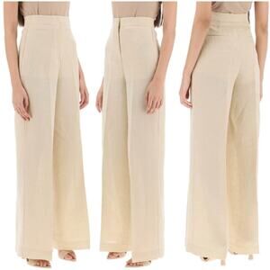 MVP Wardrobe Malibù High Waisted Wide Leg Palazzo Pants Beige Women's 38 / US 4